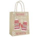 OEM Ultraportable Kraft Paper Christmas Bags , Recycled Paper Treat Bags With