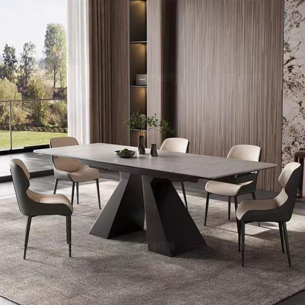 Extendable Dining Table Designs and Chairs Folding Modern Luxury Extendable Round Sintered Stone Dining Tables Set