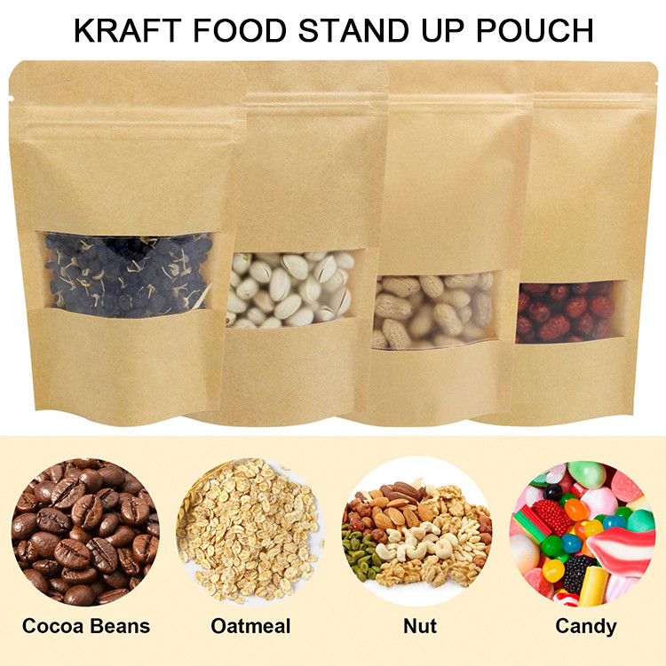 Paper Bag 100g Coffee Waterproof Bags Zipper White Tea Kraft Stand Up Pouch