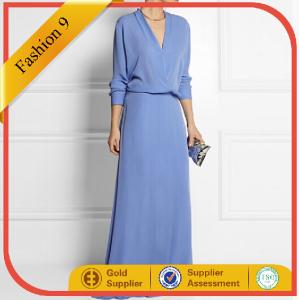 China women Wrap-effect chiffon georgette evening dress wholesale