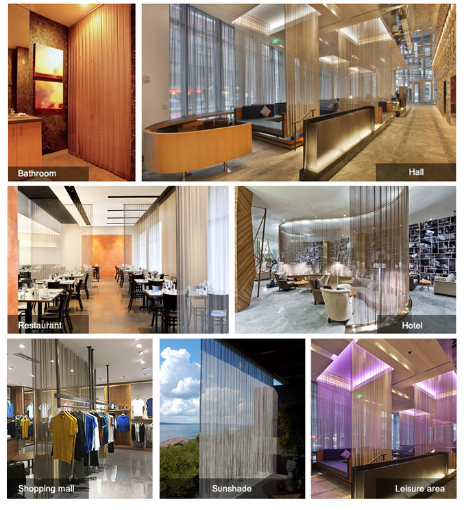 Gold Color Architectural Metal Mesh Curtains Aluminium Material For Decoration
