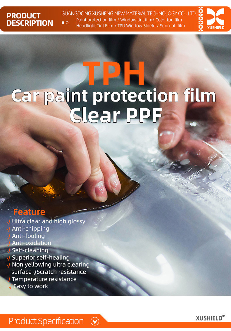 XUSHIELD 7 Mil 6 Mil PPF Film Anti Scratch Self Healing PPF TPH Gloss Clear Car Body PPF Paint Protection Film for Cars