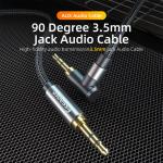3.5mm AUX Cable Elbow Male To Male Audio Jack Cable 90 Degree