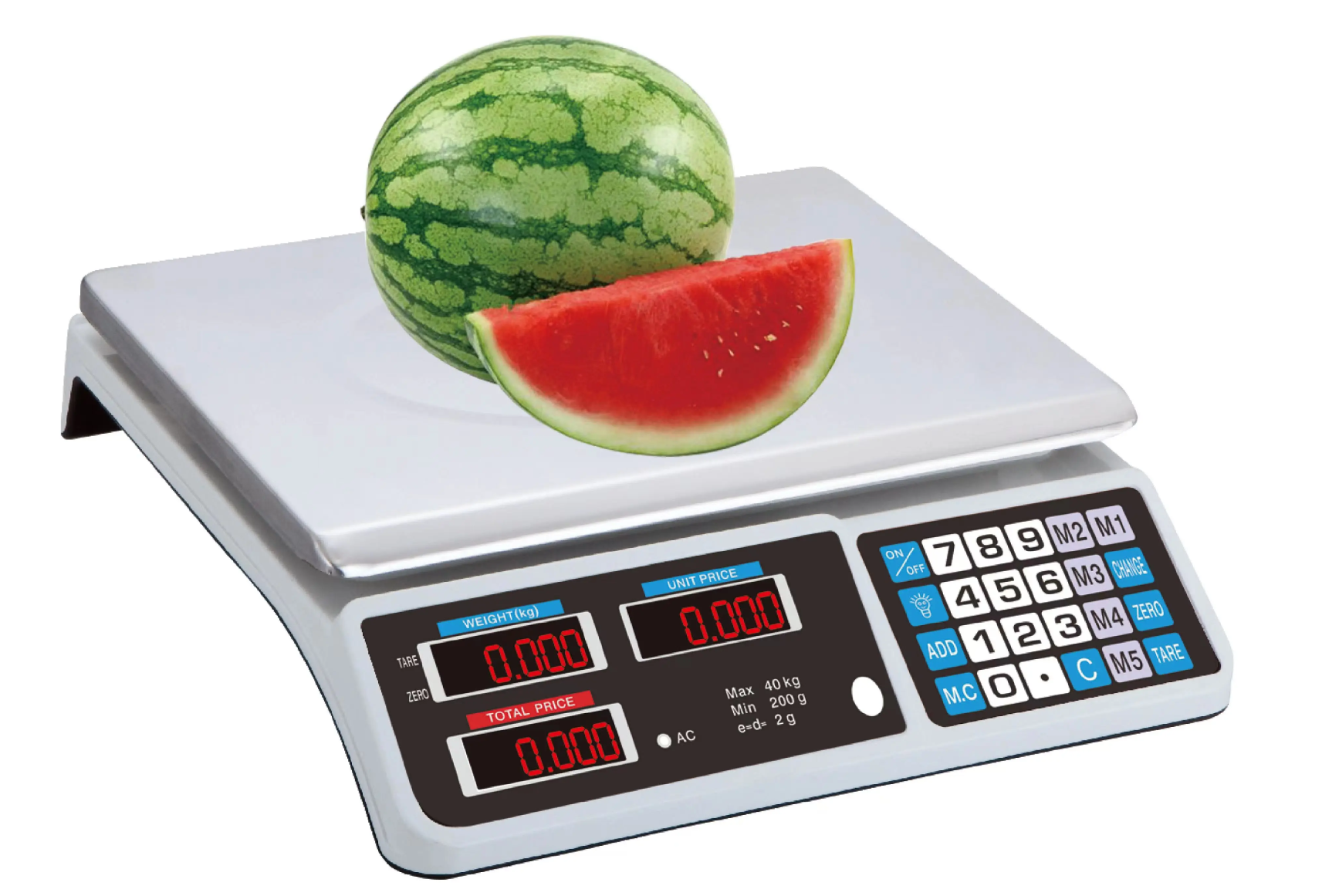 88lbs/40kg Max Capacity Battery Powered Scale Perfect for Kitchen and Food Produce Weight Measuring in Commercial Settings