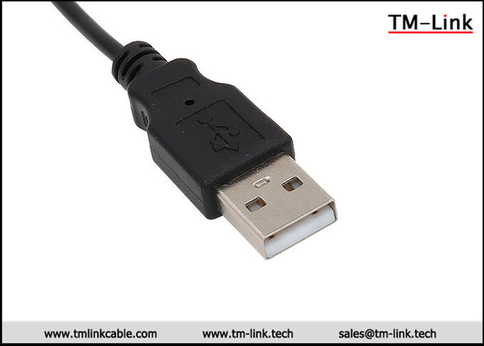 USB 2.0 Type-A to wire 4 core Black PVC Jacket customized cable assemblies