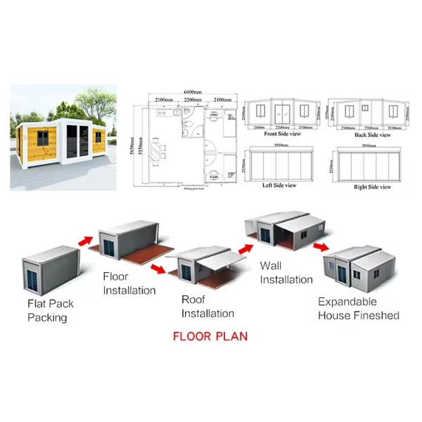20ft Expandable Container House Dual Wings Mobile Villa for Park Courtyard Kitchen 0