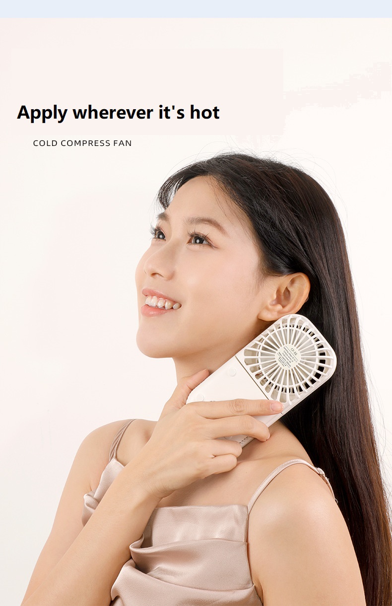 3.7V Cold Compress Handheld Folding Fan Portable Table Mini Fan for Neck Cooling Gift
