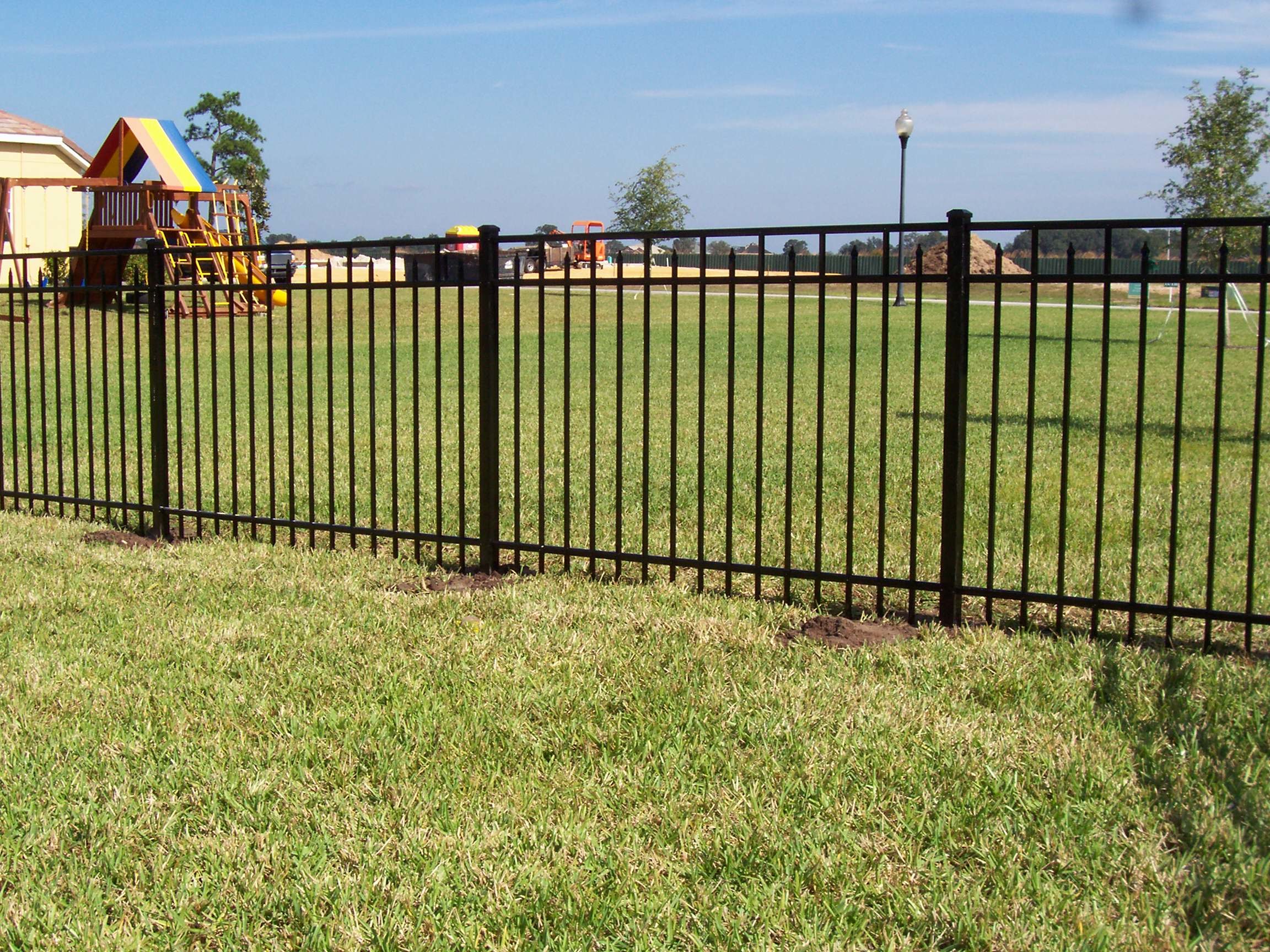 Top Flat Spear Steel Fence Panels 2100MM*2400MM Stain Black Powder Coated