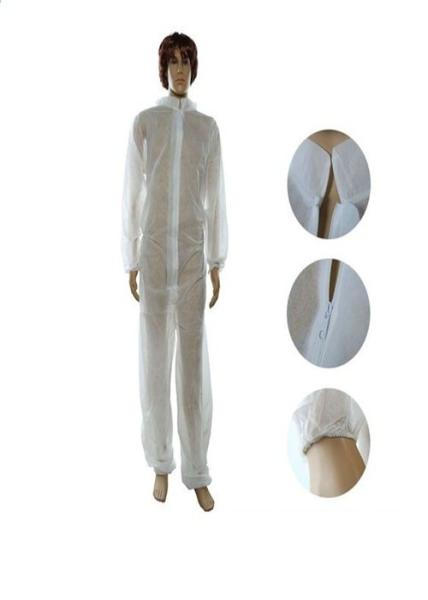 Quality White Disposable Dust Suits Safety Garments With Collar Serged Seam for sale