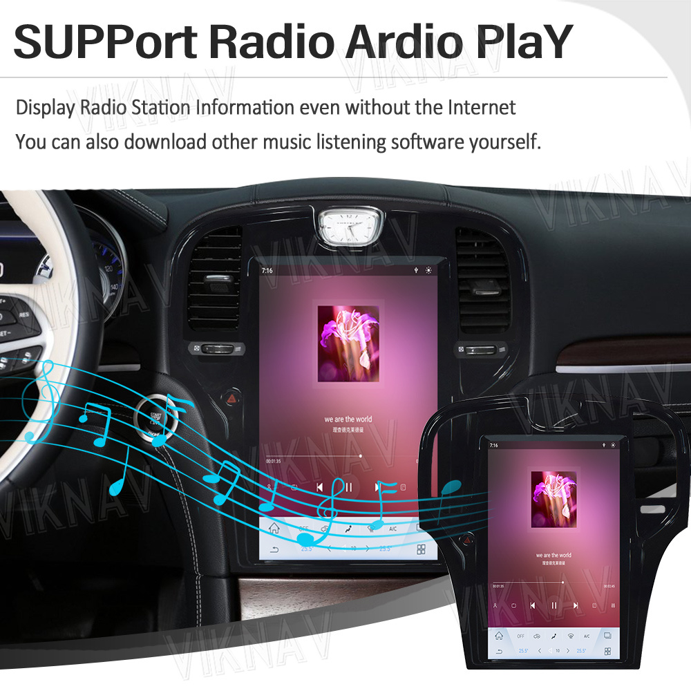 Stereo Touch Screen Car Radio For Chrysler 300C 2013-2019 Android 11 Wireless