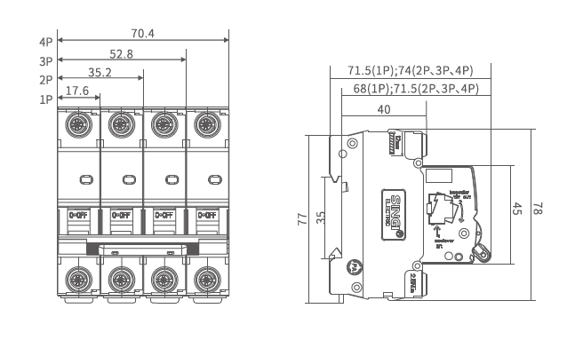 DC 500V 2P C Style MCB High Breaking Miniature Circuit Breaker for Building Lighting