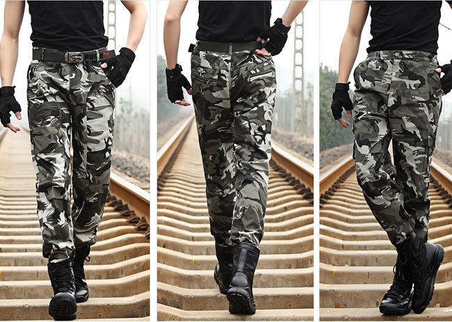 Military Camouflage Pants For Field Training , Camo Cargo Pants For Men