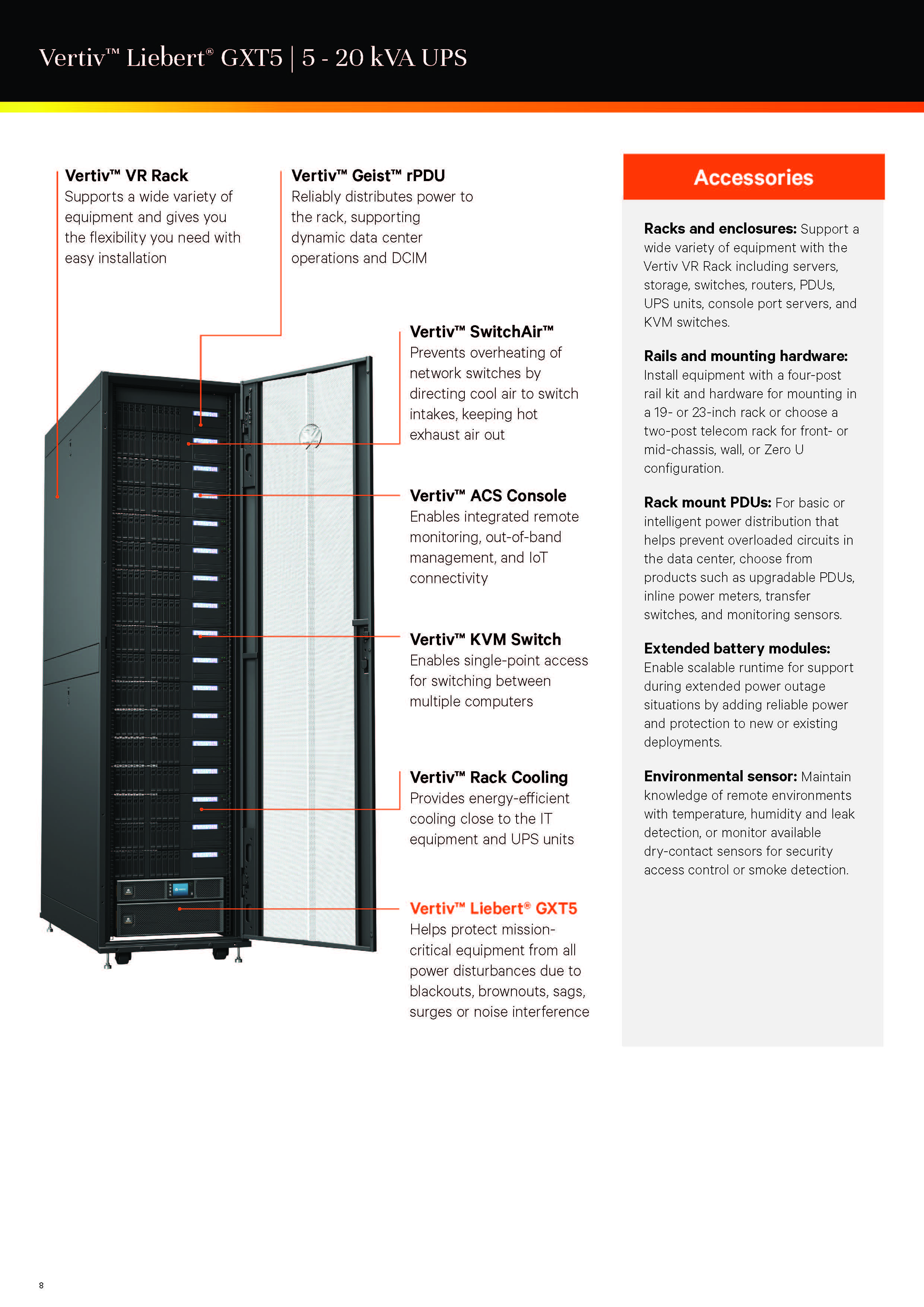 Vertiv GXT5 5KVA 6KVA 8KVA 10KVA 16KVA Online 220v UPS for Telecommunications Output
