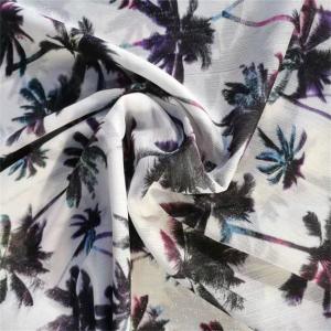China Silver Yarn Floral Print Chiffon Fabric 85gsm wholesale