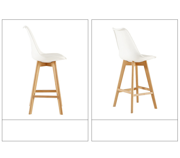Coffee Shop Bar Furniture High Chair Solid Wood Bar Stool with Leather Function Japanese Style