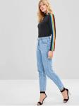 New Fashion Rainbow Stripe Long Sleeve Cotton T Shirt