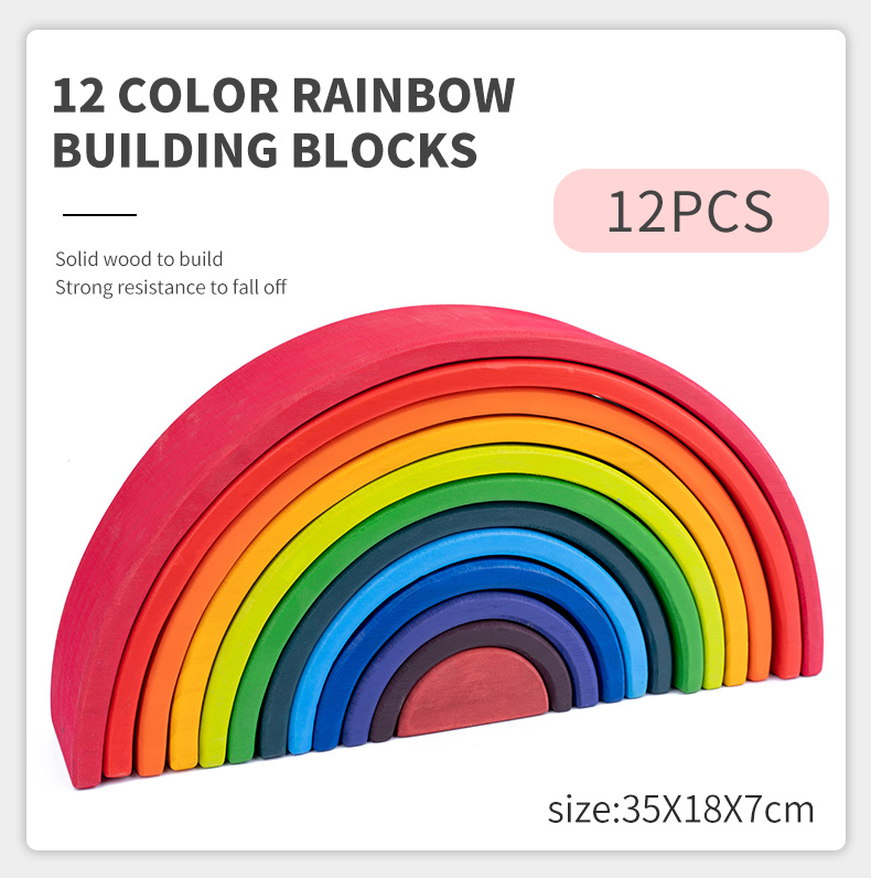 30cm Pine Wooden Blocks Toys Rainbow Building Blocks Tower Toys