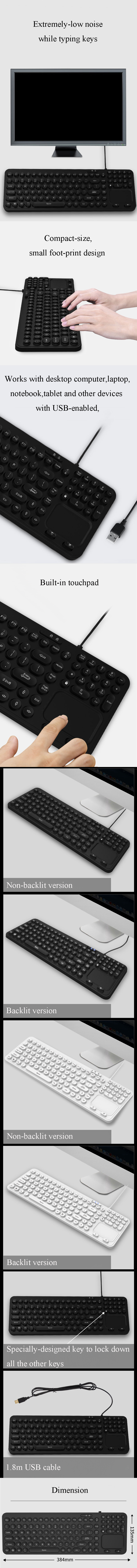 IP68 Washable Military Medical Industrial Backlit Keyboard With Function Keys,Numerica Keypad And Touchpad