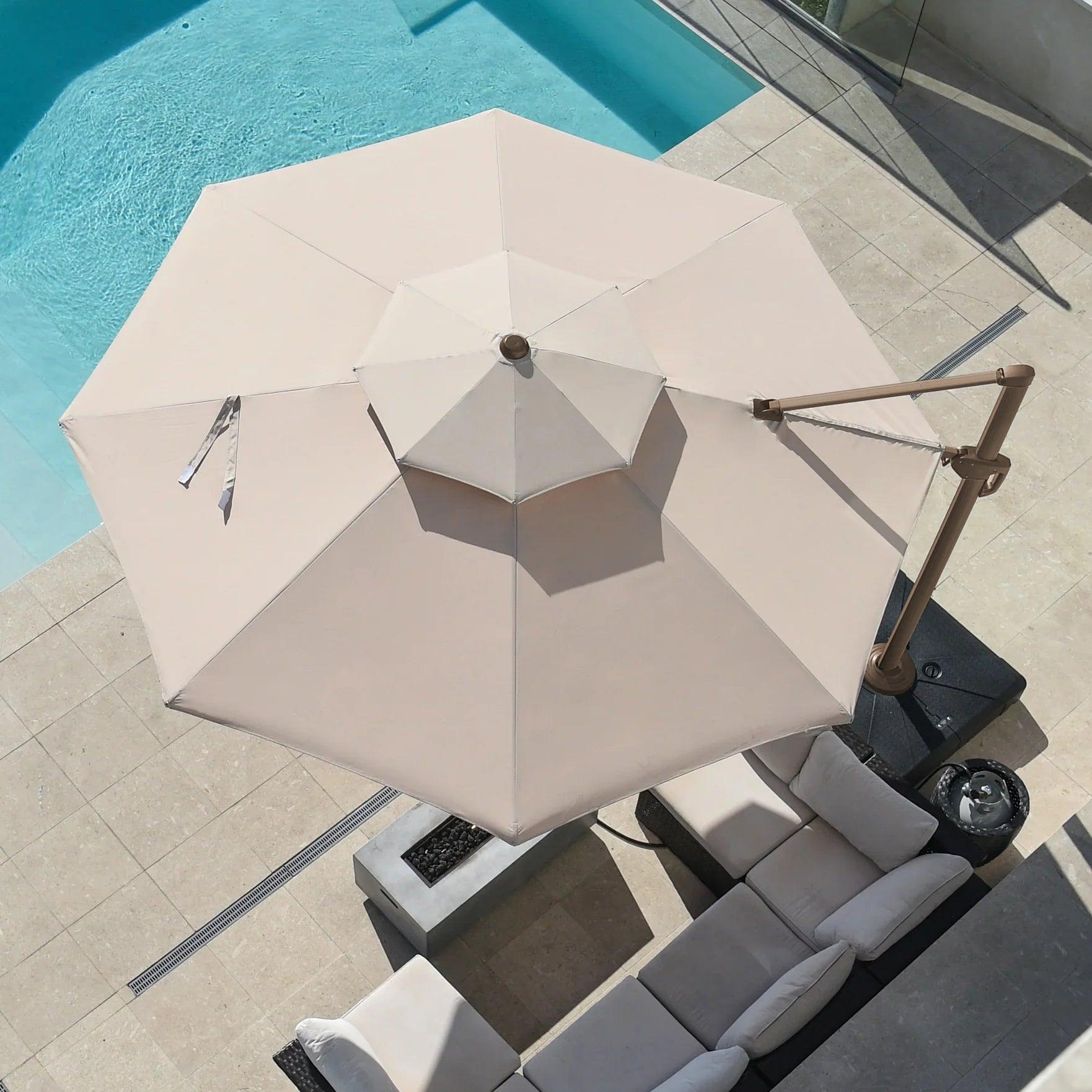 Outdoor Garden Patio 360 Degree Rotation Aluminium Double Roof Umbrella Deluxe Parasol