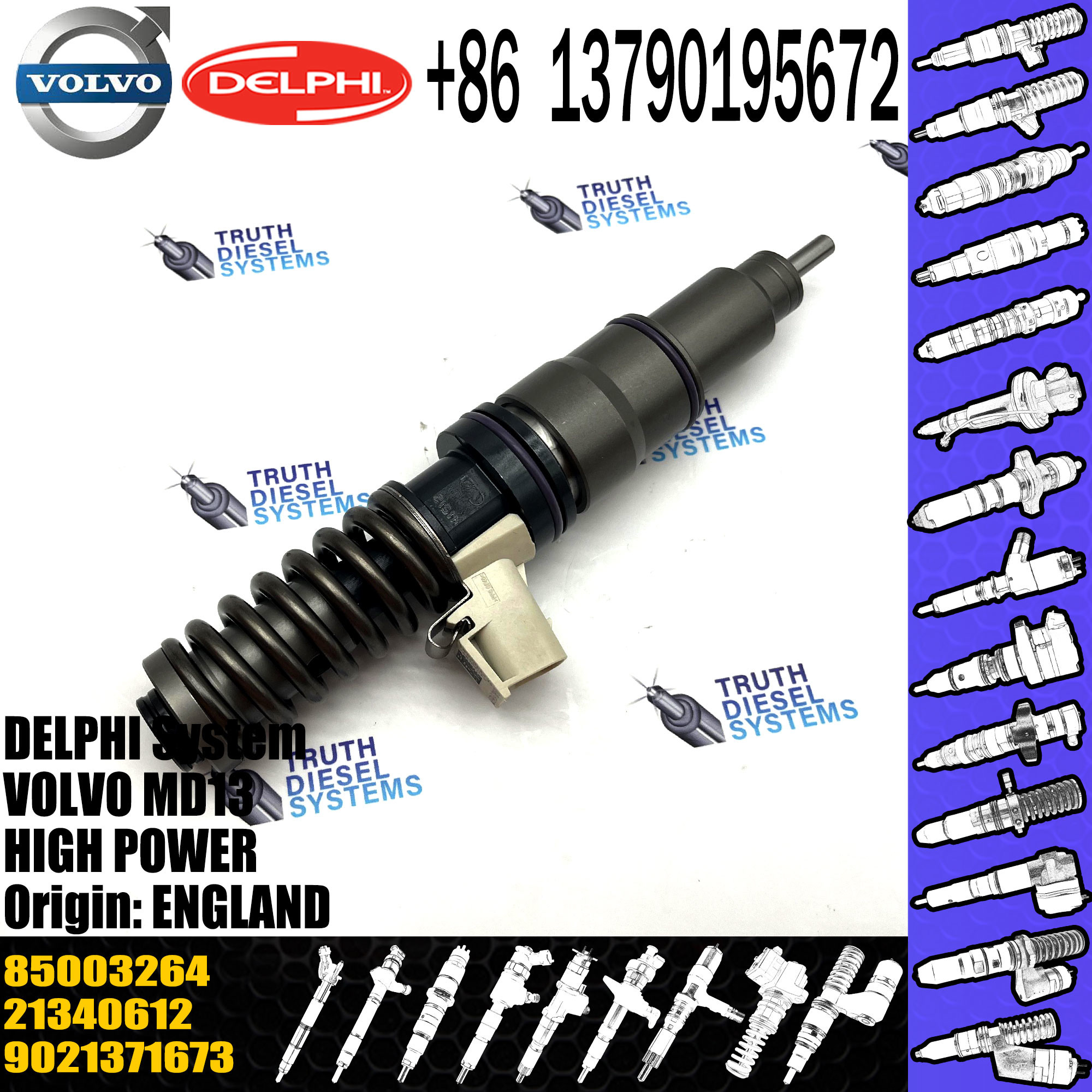 Direct Sale Diesel Fuel Injector 21371673 7421340612 9021371673 85003264 BEBE4D24002 For VOL MD13 HIGH POWER