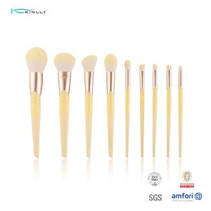 China 9 PCS Plastic Makeup Brushes Yellow Hair blending Cosmetic Brush Set wholesale