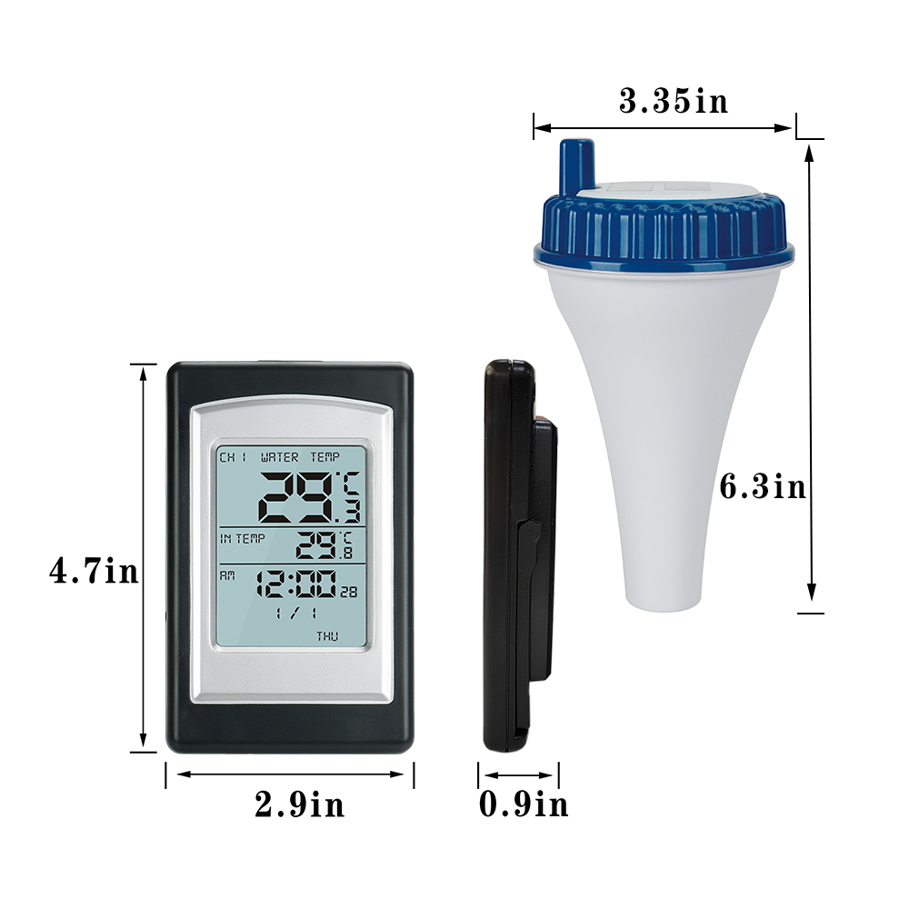 WT0124 Wireless Solar Pool Thermometer Accurate Temperature Display For Outdoor Pools