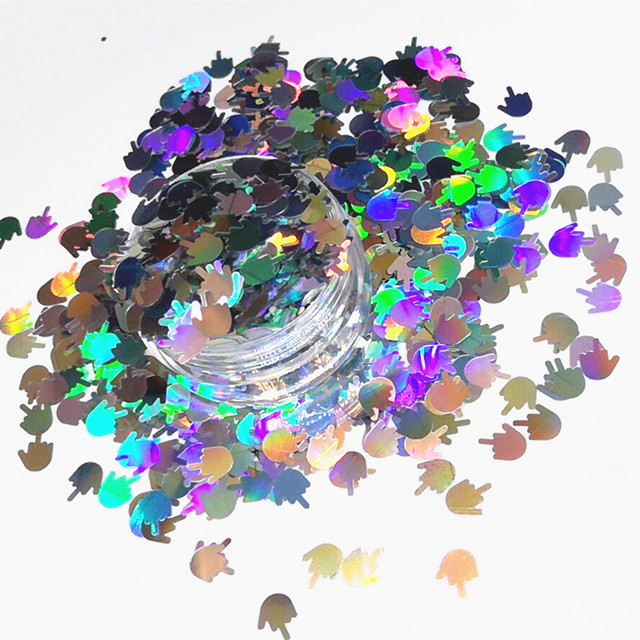 Wedding Event Parties 3D Polyester Hands with Holographic Silver Black Middle Finger Glitter and Other Holiday Supplies