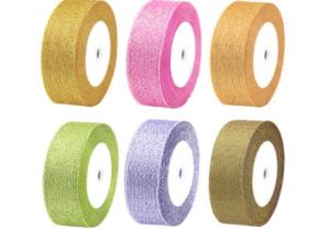 China Durable Metallic Glitter Ribbon Polyester / Nylon Material For Home Textile Accessories wholesale