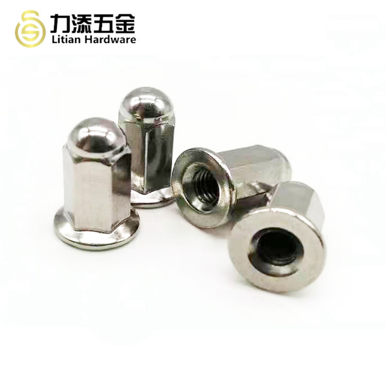 Rubber Hex Stainless Steel Cap Nuts Nature Color GB/T19001 Approved DIN1587