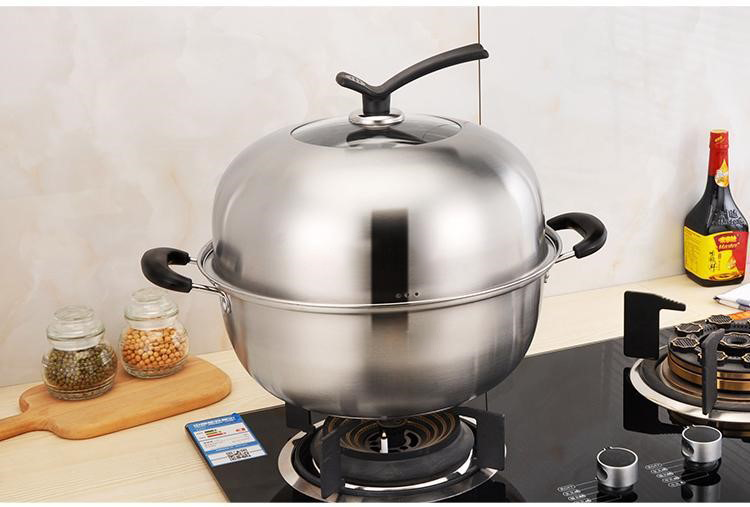 Amazon Hot Selling Silver 2 Layer Cooking Steamer Stainless Steel Steamer Pot With Steel Lid