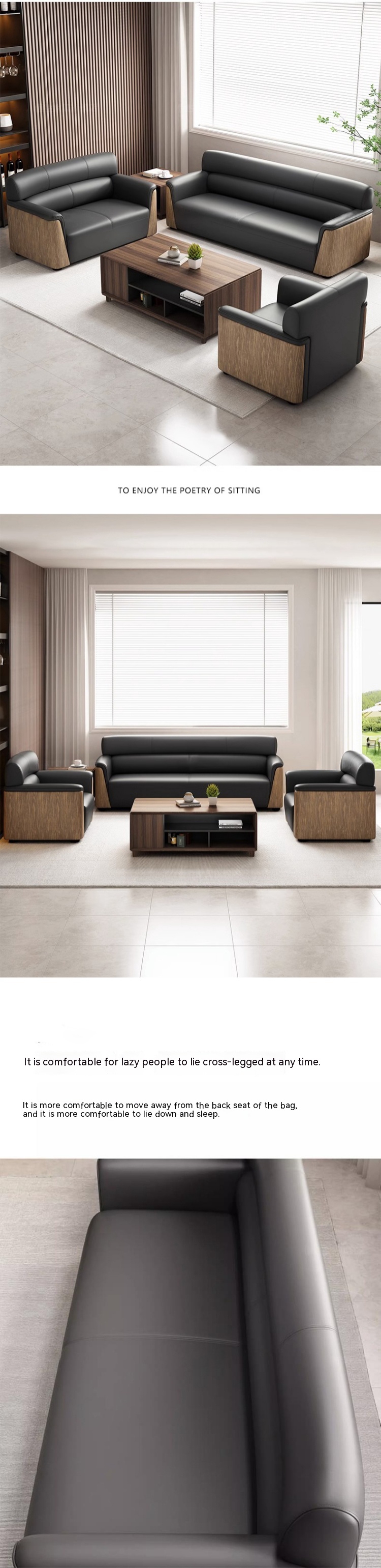 Napa Leather Office Sofa Set for Modern and Comfortable Workspace in Business Receptio