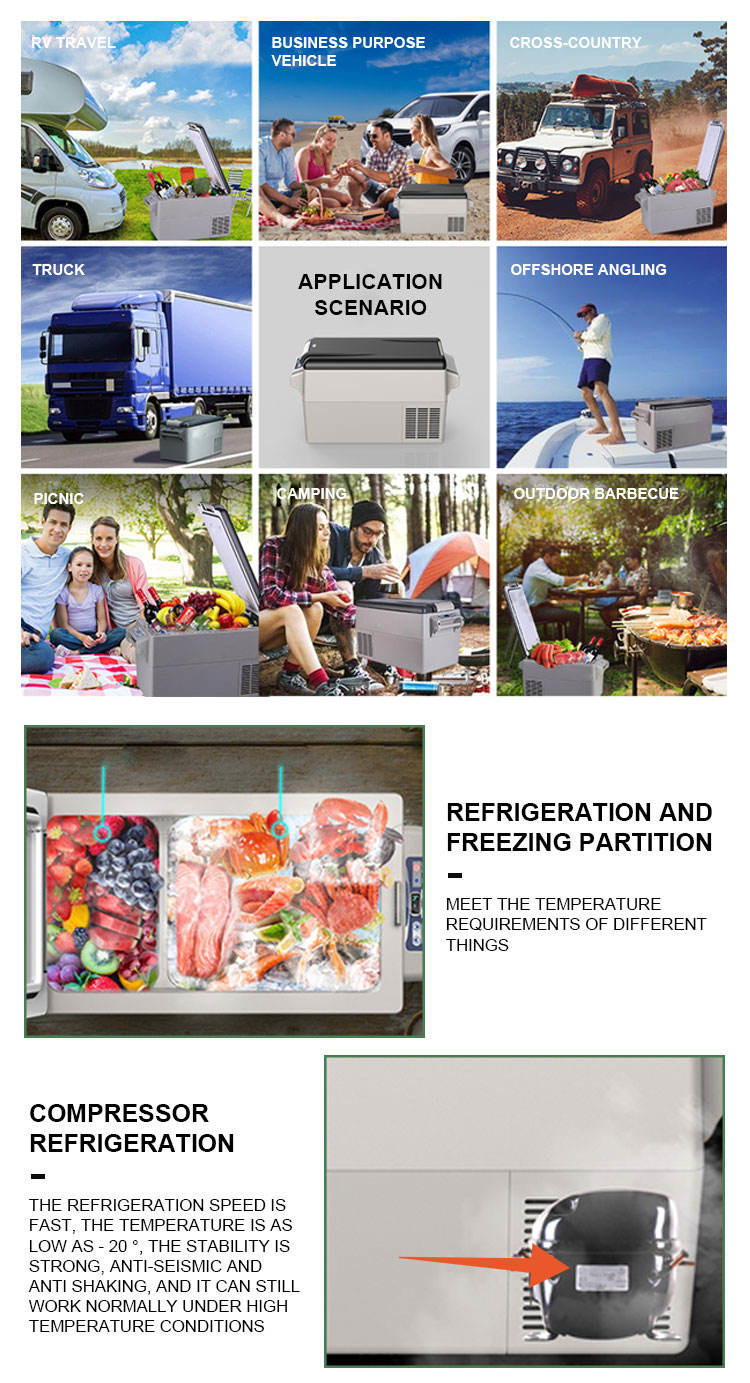 13.7kg Portable Camping Cookware Camping Fridge Freezer For Car