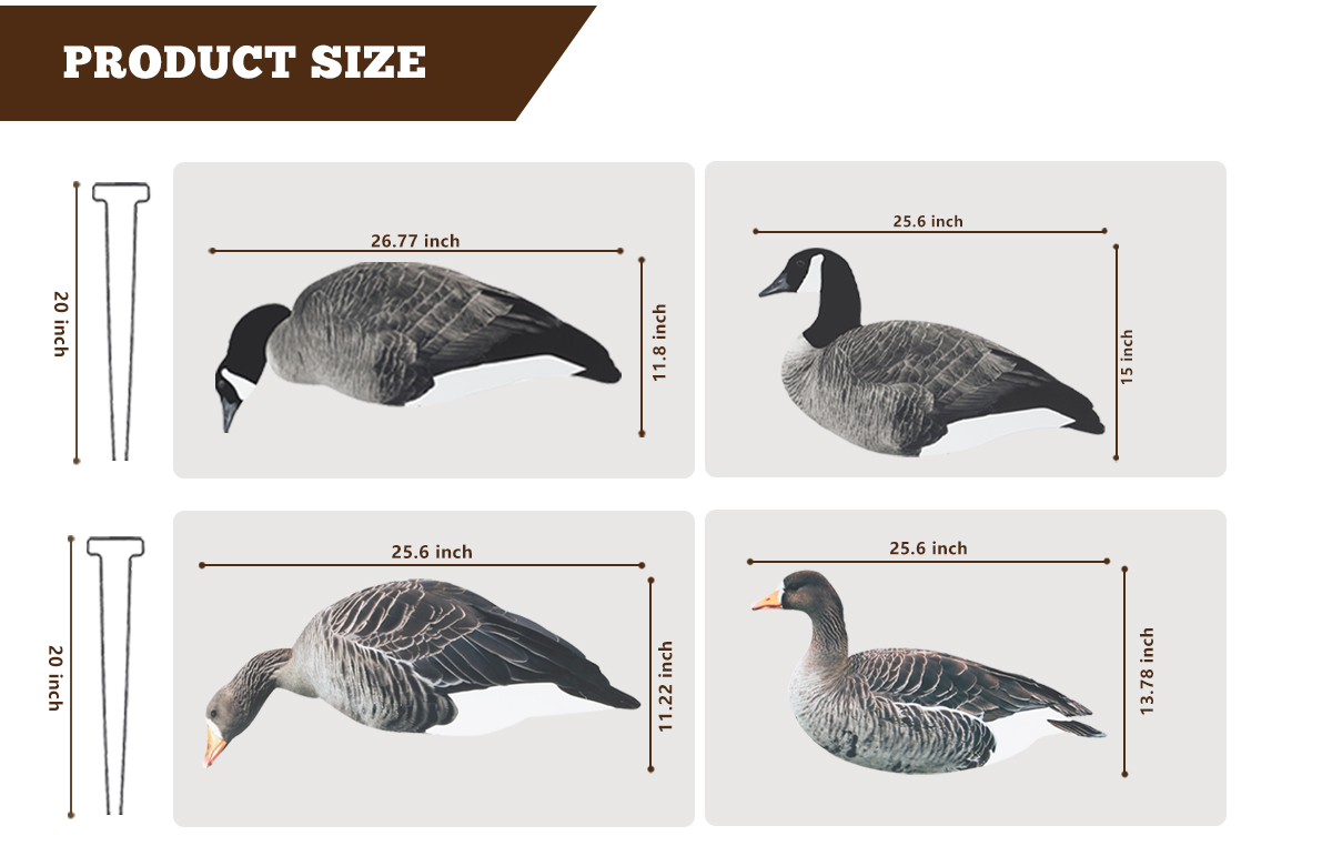 Upright Feeder 3D Silhouette Goose Hunting Decoy 5mm Thickness 1200g PP Board Black