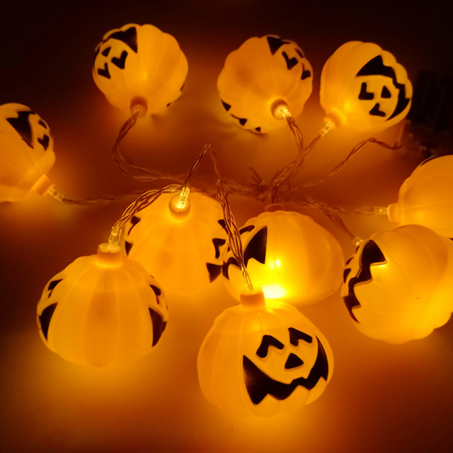 10LED Halloween Pumpkin Spider Bat Skull String Lights Lamp DIY Hanging Horror Halloween Decoration For Home Party Supplies