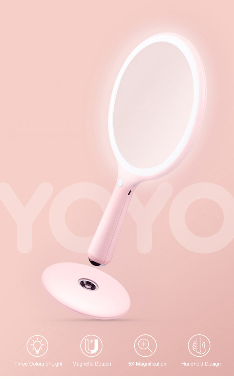 2600mAh Battery tricolor 3500k 5x HD LED Magnifying Mirror