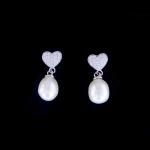 Natural Freshwater Pearl 925 Silver Drop Earrings Star Shaped Fashion