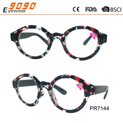 Fashionable Circle frame Reading glasses, made of plastic , suitable for men and women