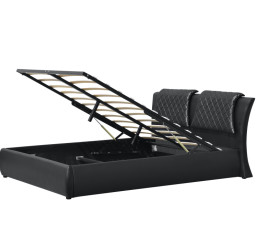 Multifunction Black PU leather Gas Lift Storage Bed Full Size
