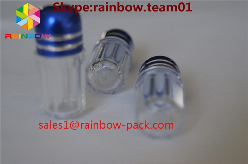 Pill packaging capsule contianer with metal cap sex pill packaging capsule bottle with printed cap sex capsule packaging