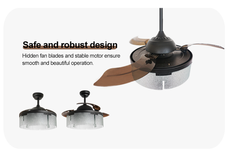 1stshine Plastic Blades Ceiling Fan with Hidden Blades Home Office Cooling Air Light