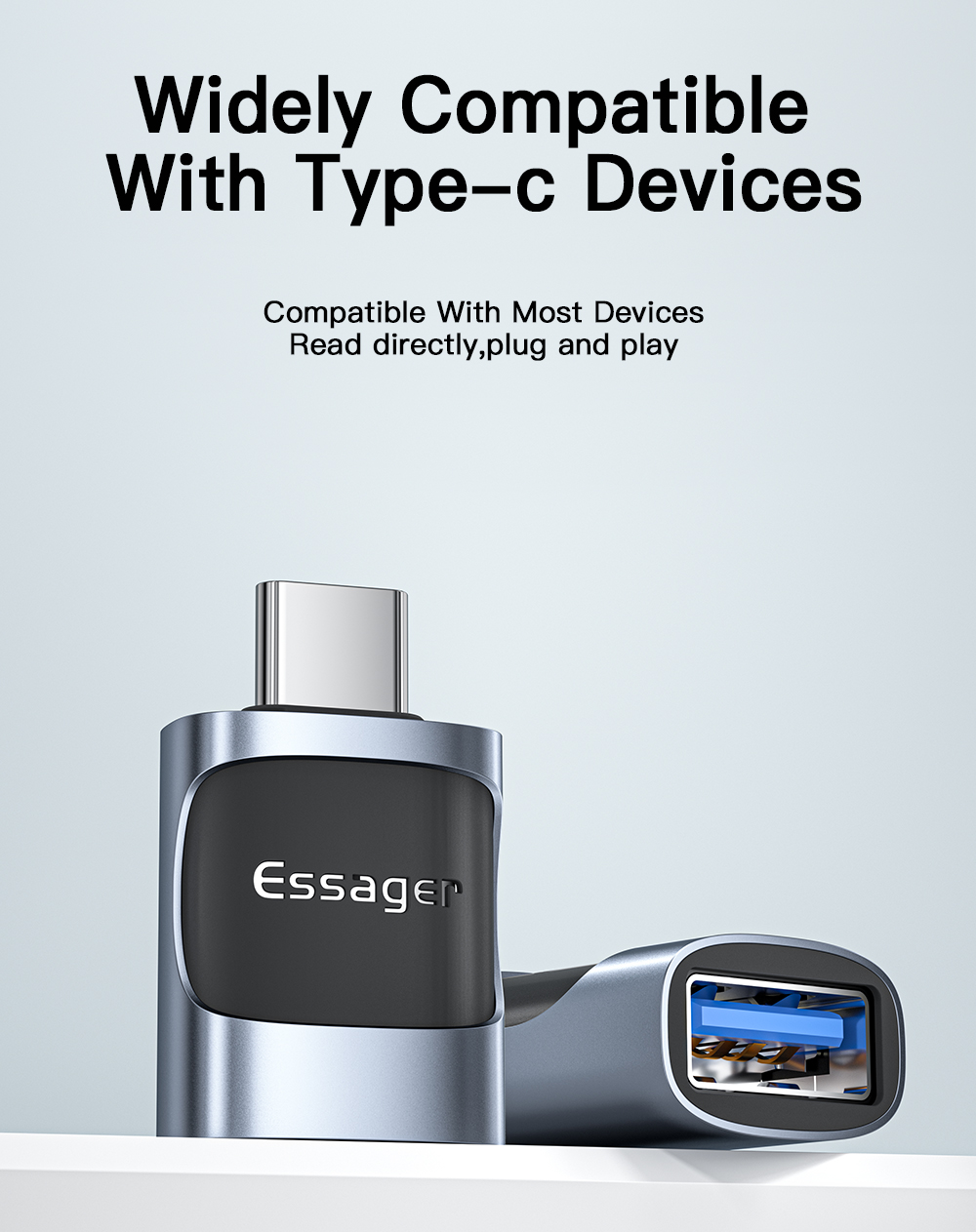 Essager 2022 Xuankong Small 3A Fast Charging USB Female to Type-C Male OTG Adapter USB 3.0 Adaptor for Multiple Devices