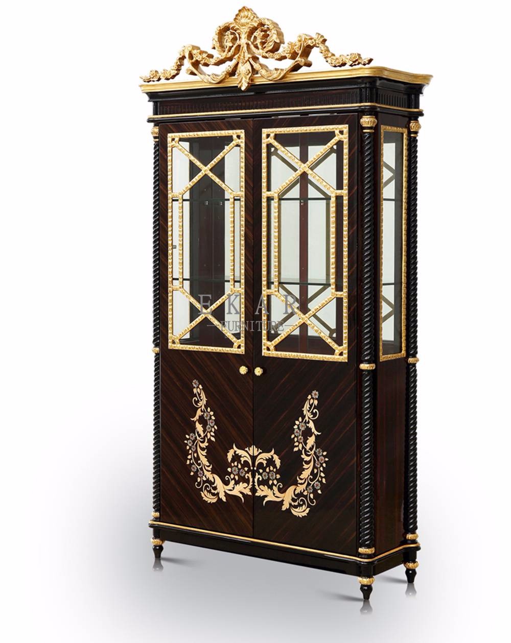 Household high grade solid wood wooden free stand glass display cabinet FLN-M-JG201