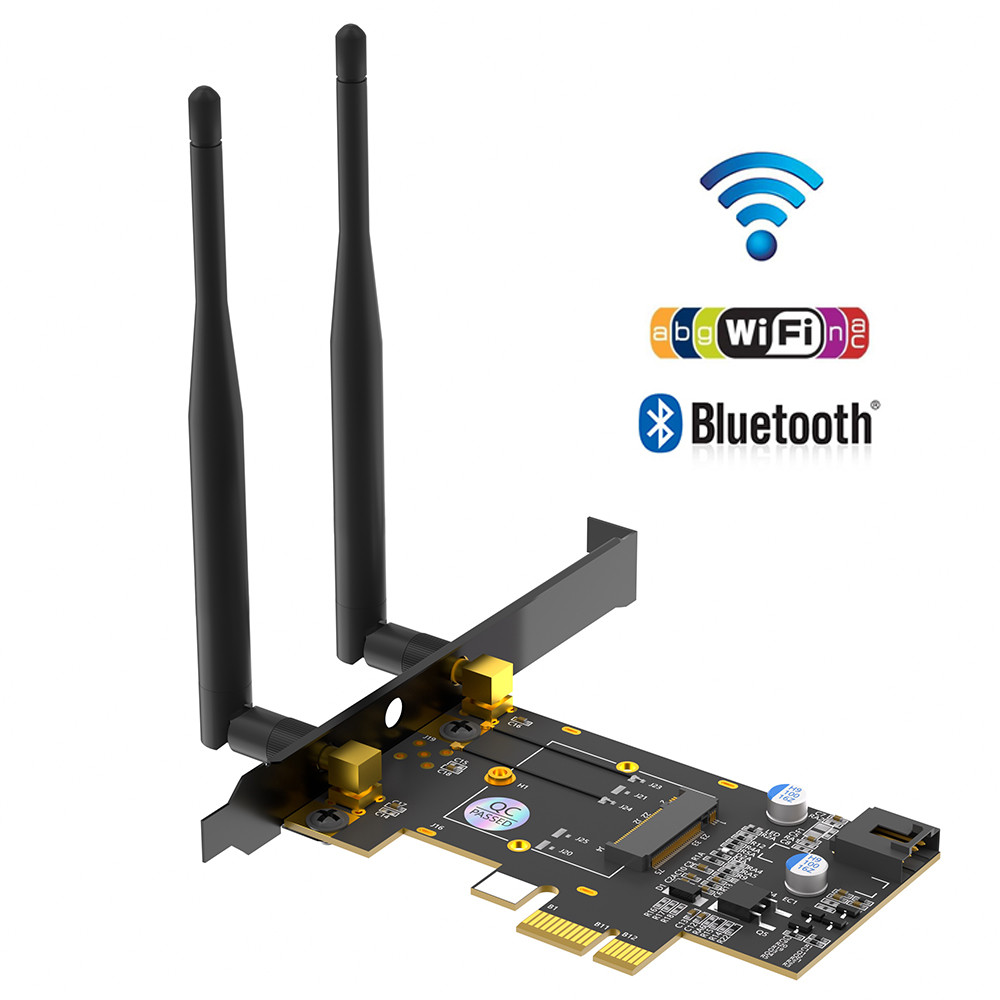 NGFF M.2 Key A To PCl-e X1 Adapter For WiFi And Bluetooth Card Connect Bluetooth Interface And Dual Antennas