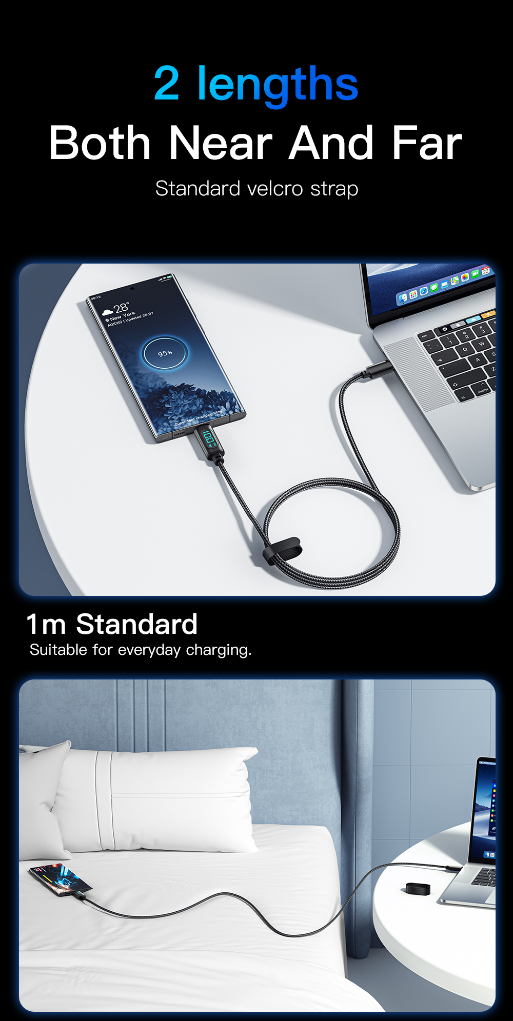 LED Digital Display Fast Charging USB Cable 1M 2M 27W 100W OEM/ODM For Mobile Phone