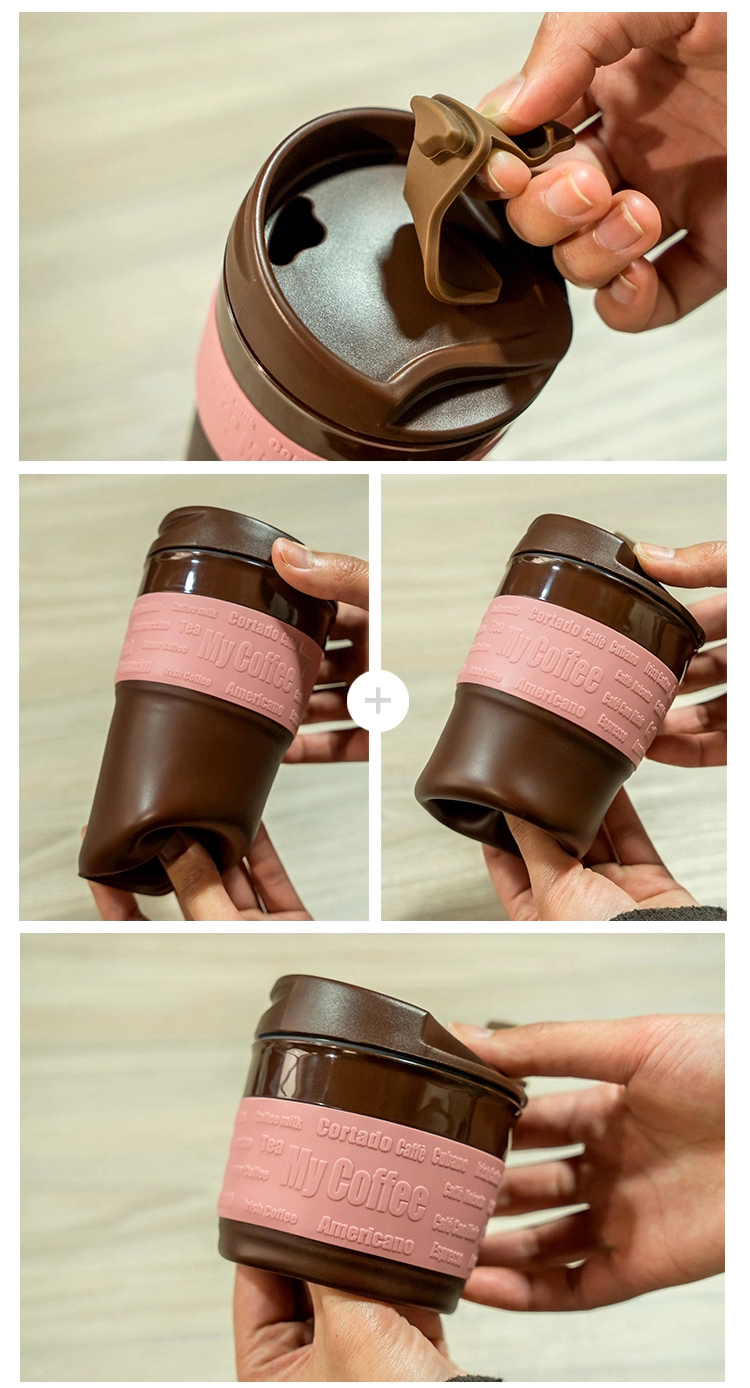 350ml Heat Resistant Silicone Foldable Coffee Cups With Lid