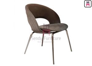 China Hollowed Back Upholstered Dining Chair Chrome Color Stainless Steel Legs wholesale