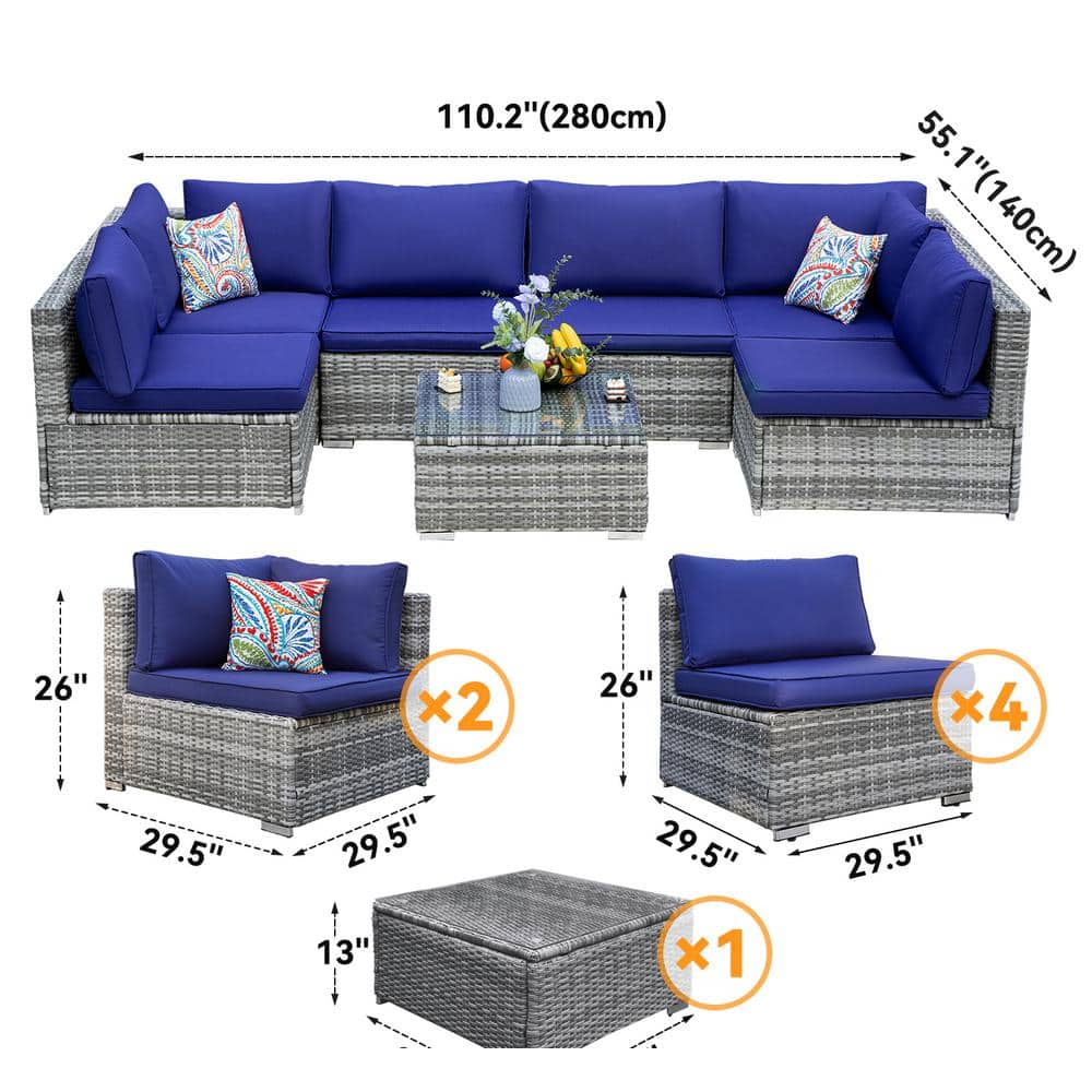 Modern Design PE Rattan Outdoor Furniture Set for Garden Wicker Weave Sectional Sofa Set