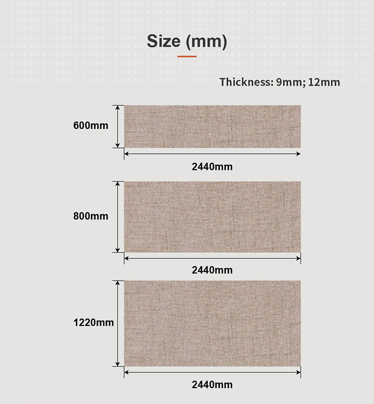 Eco Friendly Recyclable Material PET Acoustic Panels Fabric Finish 9mm 12mm Thick