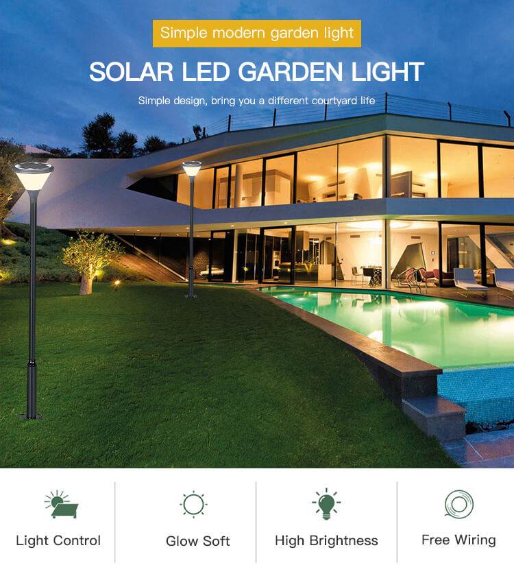 Waterproof Post Lighting Led Gate Solar Garden Pillar Light for Outside Lamp Landscape