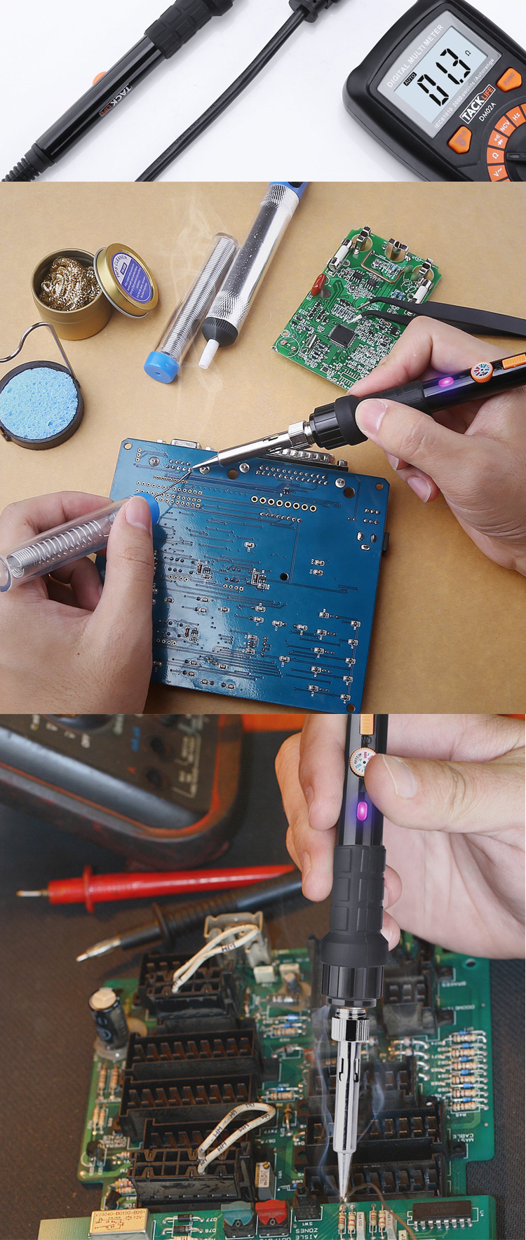 Household Tool Soldering Iron Kit / Set 11 in 1 60W 200 - 450℃ Green K019